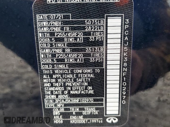 2022 Infiniti QX55 Essential с VIN 3PCAJ5K38NF102970, выставлен на аукционе Copart как лот 48235055 с пробегом 36 287 миль миль и Чистый • Clean title. История ставок и продаж доступна на DreamBid. Изображение 14.