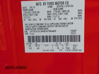 2014 Ford F-150 XL with VIN 1FTEX1CM0EKF80495, listed as a IAAI auction lot 42014592 with 141,213 mi miles. Bid and sale history available at carsss.com. Image 9.