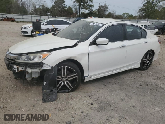2016 Honda Accord Sport с VIN 1HGCR2F59GA022103, выставлен на аукционе Copart как лот 51843675 с пробегом 107 411 миль миль и Списание • Salvage title. История ставок и продаж доступна на DreamBid. Изображение 1.