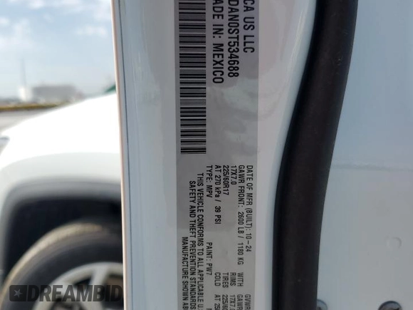 2025 Jeep Compass Sport with VIN 3C4NJDAN0ST534688, listed as a Copart auction lot 53636205 with 528 mi miles and Salvage title. Bid and sale history available at DreamBid. Image 13.