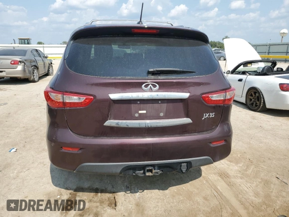 2013 Infiniti JX35 with VIN 5N1AL0MM0DC311047, listed as a Copart auction lot 65071224 with 187,856 mi miles and Salvage Title. Bid and sale history available at carsss.com. Image 6.