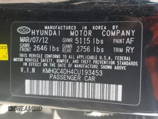 2012 Hyundai Genesis 5.0L R-Spec with VIN KMHGC4DH4CU193453, listed as a Copart auction lot 72356624 with 150,835 mi miles and Salvage Title. Bid and sale history available at carsss.com. Image 12.