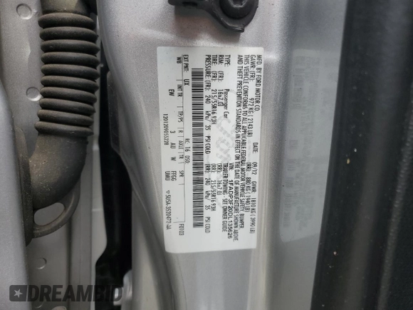 2013 Ford Focus SE with VIN 1FADP3F20DL135626, listed as a Copart auction lot 57207675 with 178,004 mi miles and Salvage title. Bid and sale history available at DreamBid. Image 12.