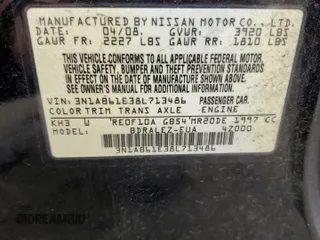 2008 Nissan Sentra S with VIN 3N1AB61E38L713486, listed as a Copart auction lot 45638244 with 147,710 mi miles and Salvage Title. Bid and sale history available at DreamBid. Image 13.