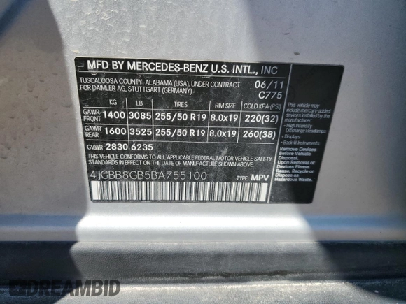 2011 Mercedes-Benz M 350 with VIN 4JGBB8GB5BA755100, listed as a Copart auction lot 56528605 with 136,346 mi miles and Clean Title. Bid and sale history available at DreamBid. Image 13.