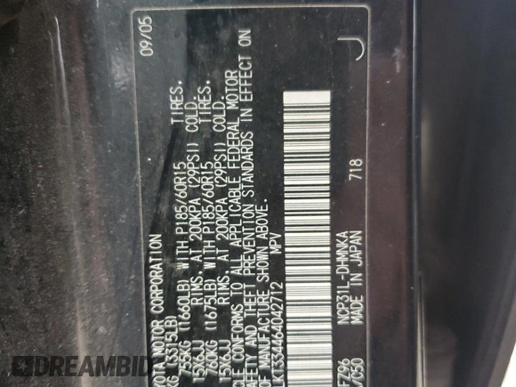 2006 Scion xB with VIN JTLKT334464042712, listed as a Copart auction lot 75289244 with 217,008 mi miles and Salvage Title. Bid and sale history available at DreamBid. Image 13.
