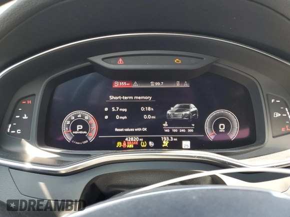 2020 Audi A7 Prestige with VIN WAUS2AF23LN026842, listed as a Copart auction lot 68279604 with 42,820 mi miles and Salvage Title. Bid and sale history available at carsss.com. Image 9.