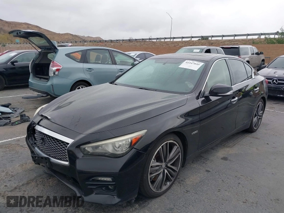 2014 Infiniti Q50 Hybrid Sport with VIN JN1AV7AP7EM691279, listed as a IAAI auction lot 41547805 with 127,325 mi miles and . Bid and sale history available at DreamBid. Image 2.