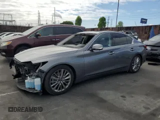2021 Infiniti Q50 Luxe z VIN JN1EV7BP8MM702871, wystawiony jako Copart lot #53154465 z przebiegiem 22 997 mil mil oraz Szkoda całkowita • Salvage title. Historia ofert i sprzedaży dostępna na DreamBid. Obrazek 1.