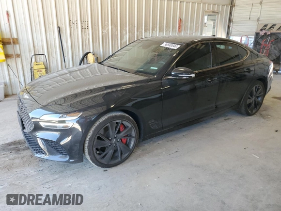 2023 Genesis G70 3.3T with VIN KMTG54TE5PU126762, listed as a Copart auction lot 59840044 with 9,048 mi miles and Clean Title. Bid and sale history available at carsss.com. Image 1.
