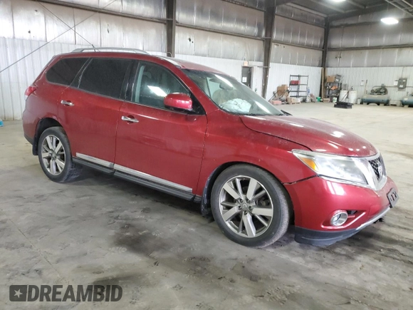 2015 Nissan Pathfinder Platinum with VIN 5N1AR2MN7FC670076, listed as a Copart auction lot 52498125 with 101,993 mi miles and Salvage title. Bid and sale history available at DreamBid. Image 4.
