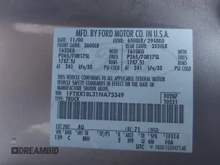 2001 Ford F-150 XL with VIN 1FTRX18L31NA75349, listed as a IAAI auction lot 40921255 with 165,872 mi miles. Bid and sale history available at carsss.com. Image 9.