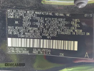 2013 Toyota Sienna LE AAS with VIN 5TDKK3DC3DS392029, listed as a IAAI auction lot 42366000 with 199,237 mi miles and . Bid and sale history available at DreamBid. Image 9.
