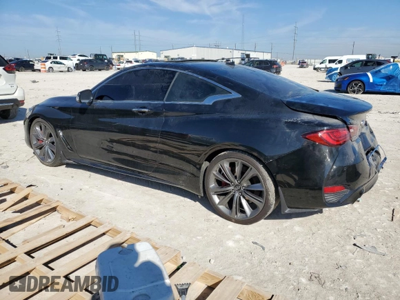 2021 Infiniti Q60 Red Sport 400 with VIN JN1FV7LK3MM530045, listed as a Copart auction lot 46617935 with 45,888 mi miles and Salvage title. Bid and sale history available at DreamBid. Image 2.