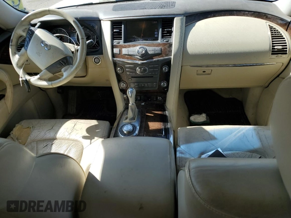 2012 Infiniti QX56 7-passenger with VIN JN8AZ2NE1C9017744, listed as a Copart auction lot 52988725 with 142,820 mi miles and Salvage title. Bid and sale history available at DreamBid. Image 8.
