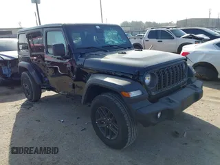 2024 Jeep Wrangler Sport S with VIN 1C4PJXDNXRW349946, listed as a IAAI auction lot 41748865 with 6,310 mi miles. Bid and sale history available at carsss.com. Image 1.