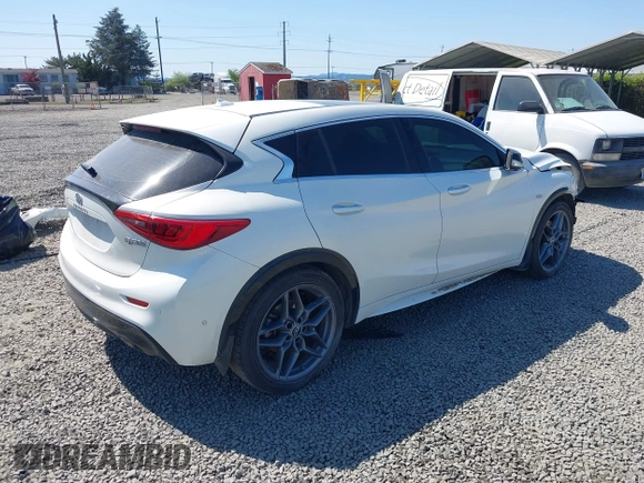 2018 Infiniti QX30 with VIN SJKCH5CPXJA043359, listed as a IAAI auction lot 42114863 with 64,172 mi miles. Bid and sale history available at carsss.com. Image 4.