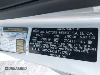 2020 Kia Forte LXS z VIN 3KPF24AD3LE212819, wystawiony jako IAAI lot #42374490 z przebiegiem 12 115 mil mil oraz . Historia ofert i sprzedaży dostępna na DreamBid. Obrazek 9.