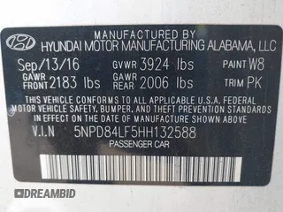 2017 Hyundai Elantra SE z VIN 5NPD84LF5HH132588, wystawiony jako IAAI lot #42380298 z przebiegiem 35 495 mil mil oraz . Historia ofert i sprzedaży dostępna na DreamBid. Obrazek 9.