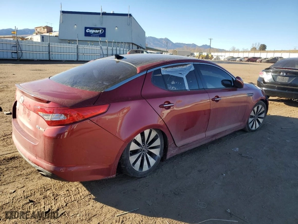 2012 Kia Optima SX with VIN 5XXGR4A63CG005016, listed as a Copart auction lot 43937215 with 193,714 mi miles and Salvage Title. Bid and sale history available at carsss.com. Image 3.