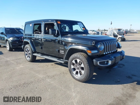 2021 Jeep Wrangler Unlimited Sahara Altitude z VIN 1C4HJXEN5MW659188, wystawiony jako IAAI lot #41414960 z przebiegiem 72 698 mil mil oraz . Historia ofert i sprzedaży dostępna na DreamBid. Obrazek 1.