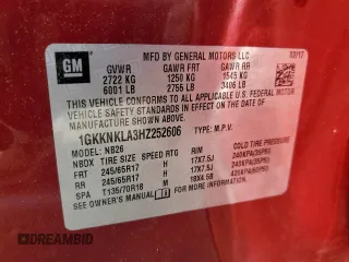 2017 GMC Acadia SLE z VIN 1GKKNKLA3HZ252606, wystawiony jako Copart lot #44994025 z przebiegiem 96 230 mil mil oraz Szkoda całkowita • Salvage title. Historia ofert i sprzedaży dostępna na DreamBid. Obrazek 14.