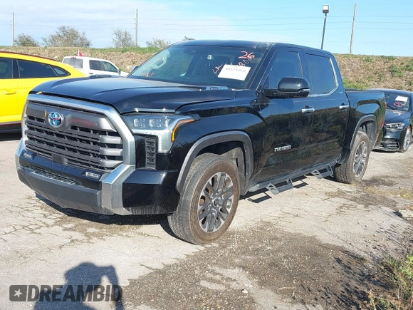 2024 Toyota Tundra Limited Hybrid with VIN 5TFJC5DB3RX055633, listed as a IAAI auction lot 40518060 with 12,382 mi miles and . Bid and sale history available at DreamBid. Image 2.