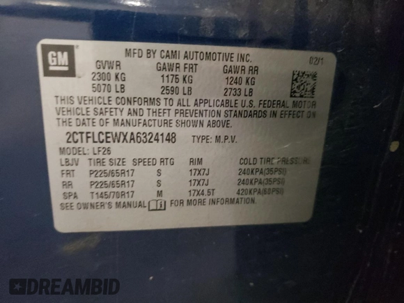 2010 GMC Terrain SLE-1 z VIN 2CTFLCEWXA6324148, wystawiony jako Copart lot #55781055 z przebiegiem 192 879 mil mil oraz Nie do naprawy • Non repairable. Historia ofert i sprzedaży dostępna na DreamBid. Obrazek 13.