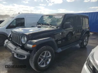 2020 Jeep Wrangler Unlimited Sahara Altitude with VIN 1C4HJXEGXLW292367, listed as a Copart auction lot 88130035 with 52,838 mi miles and Salvage title. Bid and sale history available at DreamBid. Image 1.
