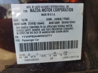 2009 Mazda 6 i Touring with VIN 1YVHP82A495M33771, listed as a Copart auction lot 42140504 with 158,170 mi miles and Non Repairable. Bid and sale history available at carsss.com. Image 12.