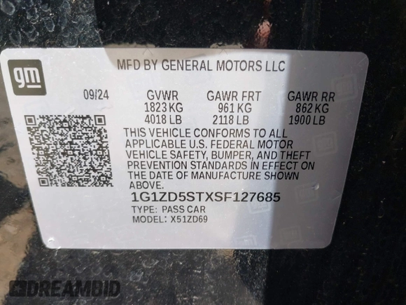 2025 Chevrolet Malibu LT with VIN 1G1ZD5STXSF127685, listed as a IAAI auction lot 42191639 with 17,967 mi miles and . Bid and sale history available at DreamBid. Image 9.