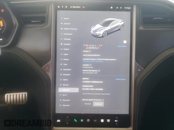 2018 Tesla Model S 75D with VIN 5YJSA1E40JF297040, listed as a Copart auction lot 57997045 with 113,503 mi miles and Salvage title. Bid and sale history available at DreamBid. Image 9.