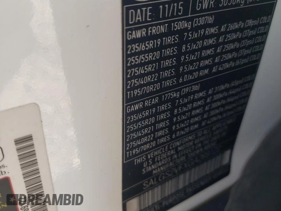 2016 Land Rover Range Rover HSE with VIN SALGS2VFXGA269122, listed as a Copart auction lot 52432535 with 148,446 mi miles and Salvage title. Bid and sale history available at DreamBid. Image 15.