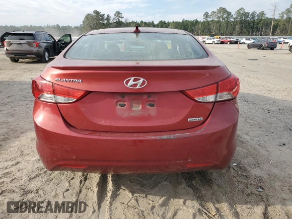 2013 Hyundai Elantra Limited with VIN 5NPDH4AEXDH396023, listed as a Copart auction lot 49030115 with 107,419 mi miles and Salvage Title. Bid and sale history available at DreamBid. Image 6.