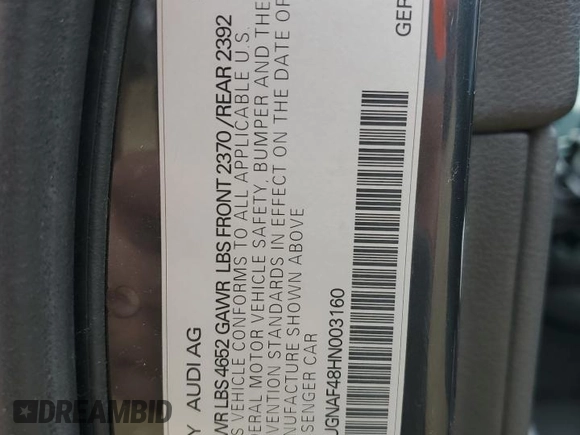2017 Audi A4 Premium z VIN WAUGNAF48HN003160, wystawiony jako Copart lot #51159635 z przebiegiem 115 079 mil mil oraz Szkoda całkowita • Salvage title. Historia ofert i sprzedaży dostępna na DreamBid. Obrazek 14.
