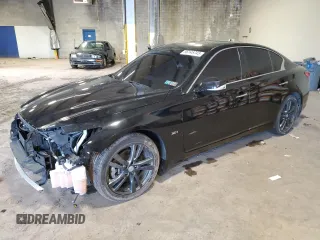 2018 Infiniti Q50 Luxe z VIN JN1EV7AR4JM438014, wystawiony jako Copart lot #56145745 z przebiegiem 77 700 mil mil oraz Szkoda całkowita • Salvage title. Historia ofert i sprzedaży dostępna na DreamBid. Obrazek 1.