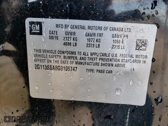 2016 Chevrolet Impala with VIN 2G1135SA8G9105747, listed as a Copart auction lot 75636714 with 151,602 mi miles and Salvage Title. Bid and sale history available at DreamBid. Image 12.