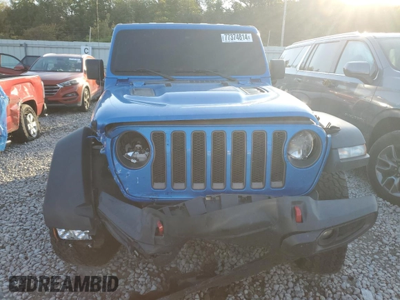 2022 Jeep Wrangler Unlimited Rubicon with VIN 1C4HJXFG8NW106102, listed as a Copart auction lot 77374814 with 45,546 mi miles and Salvage title. Bid and sale history available at DreamBid. Image 5.