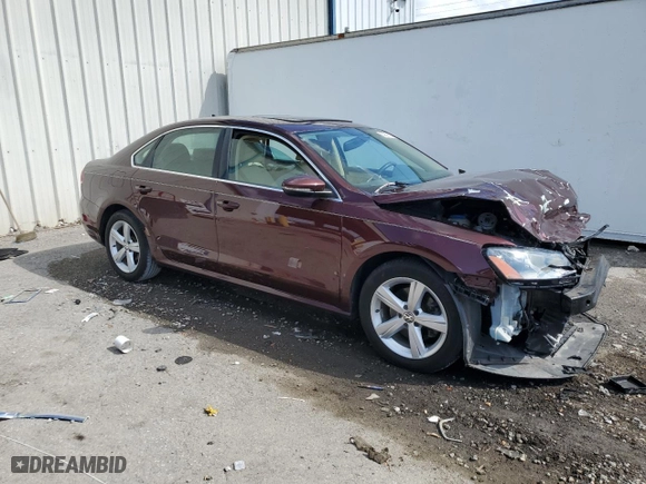 2012 Volkswagen Passat SE with VIN 1VWBH7A32CC066147, listed as a Copart auction lot 50908525 with 0 mi miles and Salvage Title. Bid and sale history available at carsss.com. Image 4.