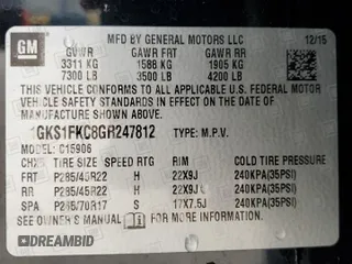 2016 GMC Yukon XL SLE with VIN 1GKS1FKC8GR247812, listed as a Copart auction lot 45043655 with 151,045 mi miles and Salvage Title. Bid and sale history available at carsss.com. Image 14.