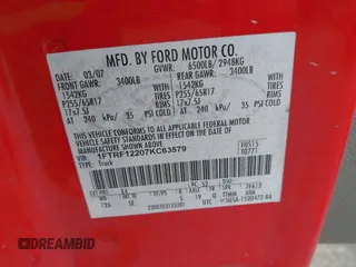 2007 Ford F-150 XL with VIN 1FTRF12207KC63579, listed as a IAAI auction lot 42656138 with 244,826 mi miles and . Bid and sale history available at DreamBid. Image 9.