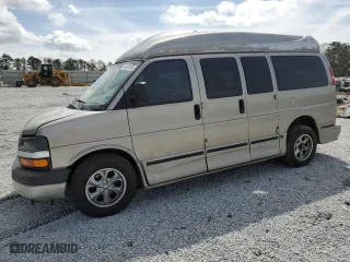 2004 Chevrolet Express Passenger with VIN 1GBFG15TX41155433, listed as a Copart auction lot 48826455 with 327,969 mi miles and Salvage Title. Bid and sale history available at carsss.com. Image 1.