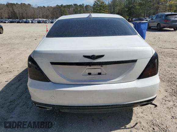 2018 Genesis G90 Premium with VIN KMHG34JA8JU043690, listed as a Copart auction lot 46676015 with 84,344 mi miles and Salvage Title. Bid and sale history available at DreamBid. Image 6.
