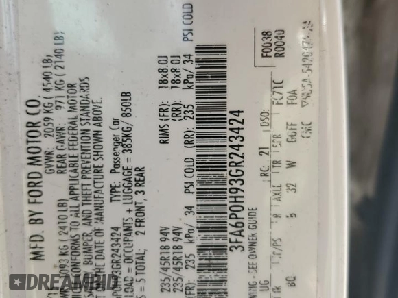 2016 Ford Fusion SE with VIN 3FA6P0H93GR243424, listed as a Copart auction lot 55656565 with 167,779 mi miles and Clean Title. Bid and sale history available at carsss.com. Image 12.