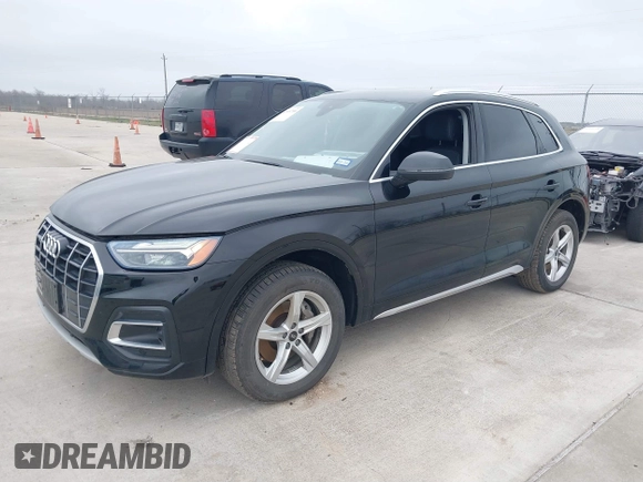 2021 Audi Q5 Premium with VIN WA1AAAFYXM2005196, listed as a IAAI auction lot 41593700 with 63,573 mi miles. Bid and sale history available at carsss.com. Image 2.