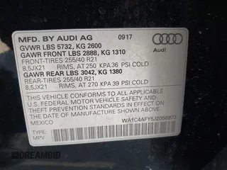 2018 Audi SQ5 Prestige with VIN WA1C4AFY5J2056973, listed as a IAAI auction lot 41359961 with 83,780 mi miles. Bid and sale history available at carsss.com. Image 9.