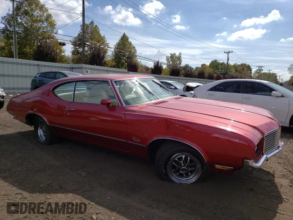 1972 Oldsmobile Cutlass with VIN 3F87H2G120938, listed as a Copart auction lot 74329074 with 49,120 mi miles and Salvage Title. Bid and sale history available at DreamBid. Image 4.