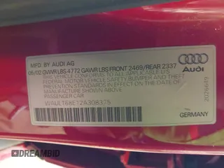 2002 Audi A4 3.0L z VIN WAULT68E12A308375, wystawiony jako IAAI lot #41929819 z przebiegiem 137 414 mil mil oraz . Historia ofert i sprzedaży dostępna na DreamBid. Obrazek 9.