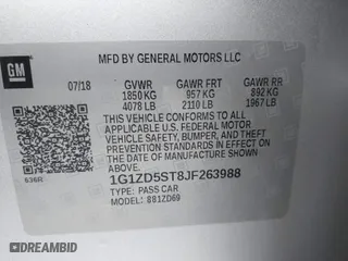 2018 Chevrolet Malibu LT with VIN 1G1ZD5ST8JF263988, listed as a IAAI auction lot 41821778 with 135,924 mi miles. Bid and sale history available at carsss.com. Image 9.