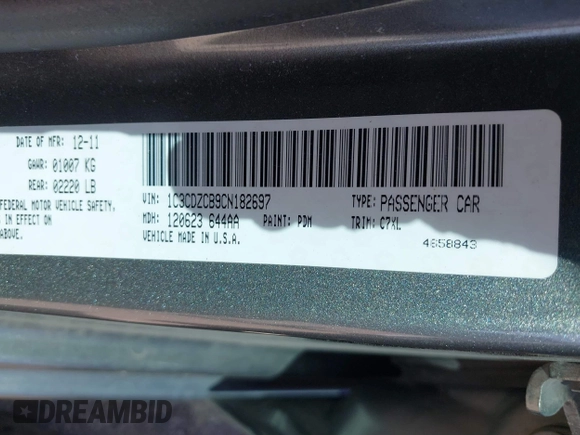 2012 Dodge Avenger SXT with VIN 1C3CDZCB9CN182697, listed as a IAAI auction lot 41734348 with 108,679 mi miles and . Bid and sale history available at DreamBid. Image 9.